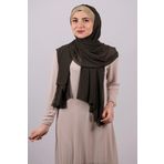 HÜRREM BONE Haki-gold Arkadan Bağlamalı Şal Şifon Üç Bantlı Simli Pileli _0902 1835