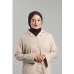 Hürrem Bone Kahve Pratik Hazır Geçmeli Tesettür Eşarp Sandy Arkadan Çıtçıtlı Piliseli Hijab 2406_14