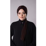 Hürrem Bone Kahverengi Pratik Hazır Geçmeli Tesettür Bone Sandy Kumaş Atkılı 2204_14
