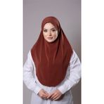 Hürrem Bone Kiremit Pratik Hazır Geçmeli Tesettür Eşarp Sandy Kumaş Düz Hijab 2308_05 - Standart