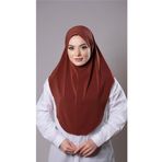 Hürrem Bone Kiremit Pratik Hazır Geçmeli Tesettür Eşarp Sandy Kumaş Düz Hijab 2308_05