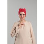 Hürrem Bone Kırmızı Pratik Hazır Geçmeli Fiyonklu Bone Sandy Çift Taraflı Çapraz 3007B_31