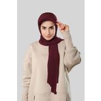 Hürrem Bone Kırmızı Pratik Hazır Geçmeli Şapkalı Tesettür Şal Sandy Düz 3008_31