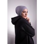 Hürrem Bone Koyu 2106_23 Gri Viskon Kumaş Hijab Spor Pratik Hazır Geçmeli Bone