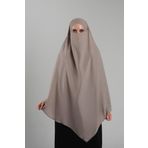 Hürrem Bone Koyu Bej Pratik Hazır Geçmeli Tesettür Eşarp Krep Bağcıklı Sufle Hijab 2313_44