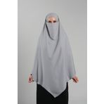 Hürrem Bone Koyu Gri Pratik Hazır Geçmeli Tesettür Eşarp Krep Bağcıklı Çift Katlı Sufle Hijab 2314_23