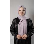 Hürrem Bone Koyu Gül Kurusu Desenli Şal Şifon Kumaş Kareli Çizgili 202107_49