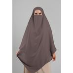 Hürrem Bone Koyu Vizon Pratik Hazır Geçmeli Tesettür Eşarp Krep Bağcıklı Sufle Hijab 2313_38