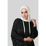 Hürrem Bone Krem Bağcıklı Peluş Balaklava Boyunluklu Bere Jakar Düz 2327_40
