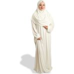 Hürrem Bone Krem Iki Parça Namaz Elbisesi Viskon Düz 2504_40 - Standart