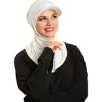 Hürrem Bone Krem Pratik Hazır Geçmeli Şapkalı Tesettür Eşarp Viskon Düz 2513_40 - Standart