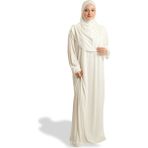 Hürrem Bone Krem Tek Parça Namaz Elbisesi Viskon Düz 2503_40 - Standart