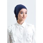HÜRREM BONE Lacivert Arkadan Bağlamalı Tesettür Bone Penye Kumaş Düz Bone 1011_02