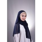 HÜRREM BONE Lacivert-gold Arkadan Bağlamalı Şal Şifon Üç Bantlı Simli Pileli _0202 1835