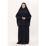 Hürrem Bone Lacivert İki Parça Namaz Elbisesi Pamuk Kumaş Dantelli 2205_02