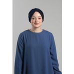 HÜRREM BONE Lacivert Pratik Hazır Geçmeli Tesettür Bone Sandy Pileli Salaş 2121_02
