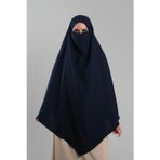 Hürrem Bone Lacivert Pratik Hazır Geçmeli Tesettür Eşarp Krep Bağcıklı Sufle Hijab 2313_02