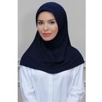 Hürrem Bone Lacivert Pratik Hazır Geçmeli Tesettür Eşarp Sandy Kumaş Sade 1600_02