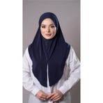 Hürrem Bone Lacivert Pratik Hazır Geçmeli Tesettür Eşarp Sandy Kumaş Yırtmaçlı Düz Hijab 2310_02