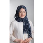 Hürrem Bone Lacivert-Vizon Pratik Hazır Geçmeli Tesettür Eşarp Kesik Elyaf Piliseli Çiçek Desenli 1818D6_210