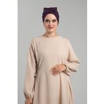 Hürrem Bone Mürdüm Pratik Hazır Geçmeli Fiyonklu Bone Sandy Çift Taraflı Çapraz 3007B_07