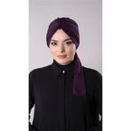 Hürrem Bone Mürdüm Pratik Hazır Geçmeli Tesettür Bone Sandy Kumaş Atkılı 2204_07