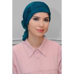 HÜRREM BONE P. Mavisi Pratik Hazır Geçmeli Tesettür Bone Sandy Kumaş Incili Pileli Nervürlü Güllü 1805_17