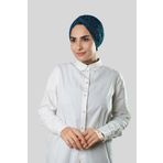 Hürrem Bone Petrol Mavisi Pratik Hazır Geçmeli Tesettür Bone Jakar Kendinden Desenli 1209_17