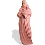 Hürrem Bone Pudra Iki Parça Namaz Elbisesi Viskon Düz 2504_06 - Standart