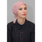 Hürrem Bone Pudra Pratik Hazır Geçmeli Tesettür Bone Sandy Kumaş Incili Pileli Nervürlü Güllü 1805_06 - Standart