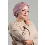 Hürrem Bone Pudra Pratik Hazır Geçmeli Tesettür Bone Sandy Pileli Salaş 2121_06