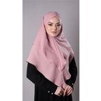 Hürrem Bone Pudra Pratik Hazır Geçmeli Tesettür Eşarp Pamuk Caz Kumaş Çift Katlı Çapraz Hijab 2304_06