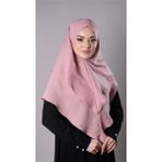 Hürrem Bone Pudra Pratik Hazır Geçmeli Tesettür Eşarp Pamuk Caz Kumaş Çift Katlı Çapraz Hijab 2304_06