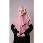 Hürrem Bone Pudra Pratik Hazır Geçmeli Tesettür Eşarp Pamuk Caz Kumaş Çift Katlı Düz Hijab 2303_06