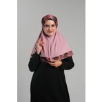 Hürrem Bone Pudra Pratik Hazır Geçmeli Tesettür Eşarp Sandy Renkli Desenli Fileli 2401_06