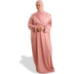 Hürrem Bone Pudra Tek Parça Namaz Elbisesi Viskon Düz 2503_06 - Standart