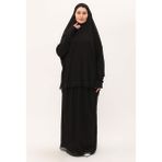 Hürrem Bone Siyah Iki Parça Namaz Elbisesi Pamuk Kumaş Dantelli 2205_01 - Standart