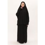 HÜRREM BONE Siyah İki Parça Namaz Elbisesi Pamuk Kumaş Dantelli 2205_01