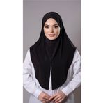 Hürrem Bone Siyah Pratik Hazır Geçmeli Tesettür Eşarp Sandy Kumaş Yırtmaçlı Düz Hijab 2310_01