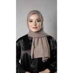 Hürrem Bone Vizon Pratik Hazır Geçmeli Tesettür Şal Örme Kumaş Taşlı Yıldız Desenli 2118Y_10 - Standart