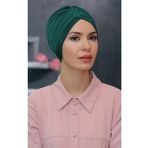 HÜRREM BONE Zümrüt Pratik Hazır Geçmeli Tesettür Bone Sandy Kumaş Taçlı Büzgülü _37 1208