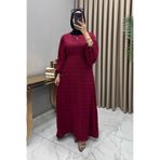 Hürrem GÜLRU ELBİSE Bordo Kadın İthal Ayrobin Kumaş Mevsimlik Elbise