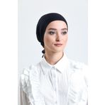 HÜRREMBONE SARAYDAN GELEN GÜZELLİK Siyah Arkadan Bağlamalı Tesettür Bone Penye Kumaş Düz Bone 1011_01