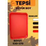Hürsan Group Büyük Boy Plastik Fastfood Yemekhane Servis Tepsisi(53×37)Cm Kırmızı - 3 Adet