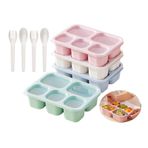 Hushtong Yetişkinler için Snack Box Konteynerleri, Yetişkinler ve Çocuklar için 4 Paket Bento Öğle Yemeği Kutusu, 5 Bölmeli Yetişkin Öğle Yemeği Kapları ve Şeffaf Kapaklı (Buğday)