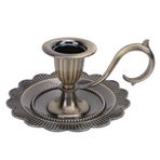HUSHUI Retro El Şamdan Tutucu, Çinko Alaşım Masa Mum Işığı Standı Masa Ev Dekorasyon (Antik bronz)