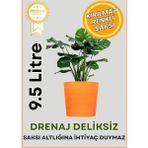 Hüskon Ticaret Turuncu Drenajlı 9.5 Litre Dekoratif Bitki Saksısı - Iç-Dış Mekan Bitkileri Için Uygun Saksı
