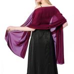 HUSSATOP Kadın Yumuşak Şal ve Gece Elbiseleri için Sarar İpeksi Şeffaf Şifon Eşarplar Düğün Nedime Partisi için Pashmina, Yumuşak Koyu Mor, Tek Beden