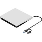 Huttrequ Harici CD DVD +/- Rw Drive USB 3 0 &amp Usb-C Taşınabilir CD &amp DVD Rom Burner Player Reader Writer Rewriter Disk Drive Beyaz (Yurt Dışından) - Black