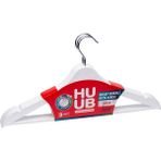 Huub Hanger Collection 3 Adet Ahşap Görünümlü Askı, Plastik Askı, Elbise Askısı, Kıyafet Askısı, Kancalı Askı - Beyaz